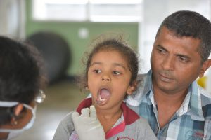 4 year old girl screened for caries at a preeschool in Colombo